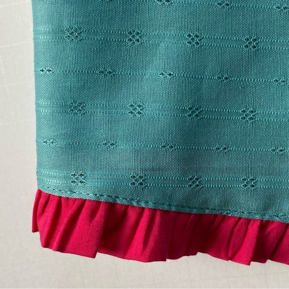 Matilda Jane Shirt Size 12 NWT Enchanted Garden Smock Top New Aqua Pink Trim - Picture 10 of 16